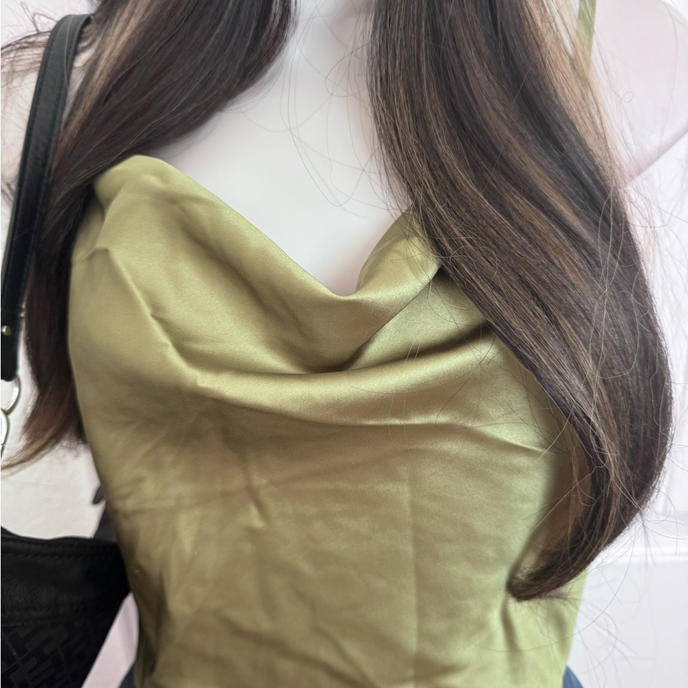 Sans Souci Olive Satin Top